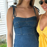Sky to Moon  Denim Tie Strap Dress with Shorts Photo 0