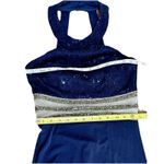 Speechless Lace and Jersey Y-Neck Dress Beaded Waist 5 Navy Blue Party Dress Photo 7