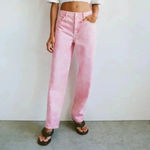 ZARA  High Rise Baggy Pink Tie Dye Jeans Photo 2