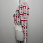 Jessica Simpson Ivory Cropped Heart Cardigan Romantic Feminine Valentine's Day Pink Size XS Photo 2