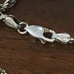 Sterling Silver 925 Marcasite Outlined Mother of Pearl Pendant and Rope Necklace Photo 6