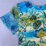 Vintage Y2K Forbidden Floral Fairy Whimsical Blue Green Mesh Short Sleeve Top Size L Photo 7