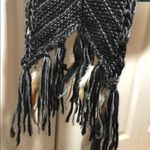 Knit gray very long scarf with feathers Gray Photo 6