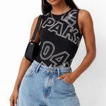 Ivy Park  Broken Logo Bodysuit by Beyoncé – Black White Graphic – Size M Photo 0