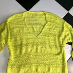 Free People NWT  Hot Tropics Neon Limelight V-Neck Sweater Oversized Lime Green L Photo 6