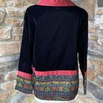 Coldwater Creek  Small Jacket Velvet Button Front Black Wine Tapestry Holiday Photo 8