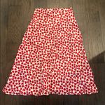 Maeve NWT Meave Mel Ruched side slit midi skirt in Red Poppyseed pattern Sz MP Photo 2