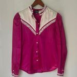 Vintage Circle T cowgirl rodeo shirt Women's Pink with Lace Trim Small Cowgirl Size 10 Photo 0