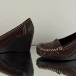 No Boundaries NOBO Vintage Y2K 2000s Brown Faux Leather Skip Academia Preppy Wedge Heels Photo 9