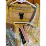 Wild Fable  Womens Plaid‎ Button Down Shirt Long Sleeve Raw Hem Crop Top Photo 3