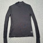 Bailey 44 Mock Neck Sheer Long Sleeve Top Women's Small Gray Ribbed Knit Photo 0