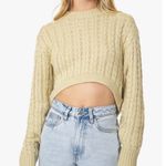 We Wore What DANIELLE BERNSTEIN  Cable Knit Tan Cropped Sweater Photo 1