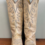 Vintage Marbled Tan Blue Embroidered Cowboy Western Boots Women's Sz 7‎ Photo 0