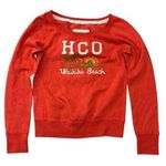 Hollister Vintage  90s Orange HCO Waikiki Beach Crew Neck Sweatshirt Large Preppy Photo 0