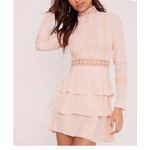 Pretty Little Thing Dusty Pink Tiered Lace Mini Dress – Size 4 (NWT) Photo 3