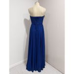 May Queen Navy Chiffon Strapless Prom Bridesmaid Evening Gown Dress Size 8 Blue Photo 1
