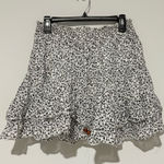 Planet Gold Ditsy Floral cotton smocked Tiered Ruffle Skirt White Black medium Photo 0