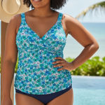 Lands' End Blue Floral Women's Swim Top Photo 0