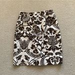 Loft Linen Cotton Pencil Skirt Patterned Mini Cream Black Size 10 Like New Photo 6
