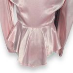 Vintage All That Jazz Pink Satin Peplum Blouse V Neck 80s Glam Blazer Hourglass Size XS Photo 7