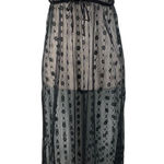 Vintage 1960s Beau Monde Lingerie Black Sheer Floral Long Nightgown Size Small Photo 0