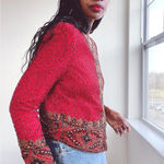 Laurence Kazar  Silk Beaded Vintage Jacket Top Red Small Large Medium Photo 1