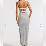 Oh Polly Prisha Silver Embellished Square Neck Evening Dress UK 6 US 2 NYE Photo 2