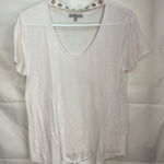 Charlotte Russe  women’s solid white knotted metallic‎ collar V-neck thin shirt S Photo 0