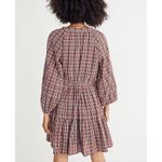 Madewell Seersucker Wrap Mini Dress in Dark Merlot Plaid Print Burgundy Red, XS Photo 14