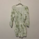 Aerie White and Green Tie Dye Button Front Linen Blend Romper Small Photo 4