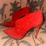Guess Ondrea Vibrant Red Suede Stiletto Pointed Toe Heeled Ankle Boot 9M Photo 0