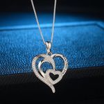 “Mom I Love You” Love Heart Necklace, 18" Special Jewelry Silver Photo 4
