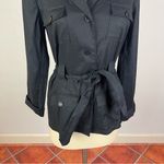 Tommy Bahama  Black Linen Blend Tie Waist Jacket Photo 3
