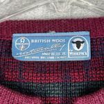 British Wool Sweater Women Large Red Plaid Nordic Cardigan Boho Bohemian Vintage Photo 4