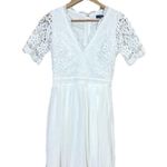 Lulus Lace Boho Dress XS Wedding Shower Rehearsal Bachelorette White Princess Photo 0
