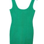 Herve Leger NWT Herringbone Mini Dress Women’s Size Medium Green Bodycon Photo 2