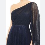 Mac Duggal  One-Shoulder Bell Sleeve Lace Gown Navy blue 11244 size 16 UB Photo 2