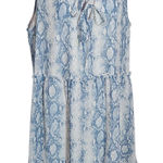 Altar'd State A Beautiful Soul Blue and White Sleeveless Tiered Dress Sz Large Snakeskin Print Photo 0