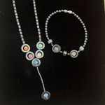 Pretty and colorful metal necklace and bracelet set Photo 1