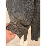 Material Girl Shimmer Metallic Knit Sweater Black Silver Pullover Womens Large Photo 2