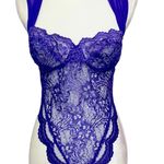 Victoria's Secret Vintage 80's Victoria’s Secret Gold Label Violet Lace French Cut Teddy Size 32B Photo 0