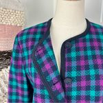 Pendleton Vintage Plaid Blazer Teal Purple Navy Sz 12 Photo 2