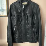 Michael Kors black leather bomber jacket Photo 3