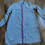 CP Shades  Linen Striped Shirt Dress Full Button Down Photo 8