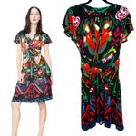 Desigual Cleopatra Faux Wrap Knee Length Dress Bright Bold Colorful Size Medium Photo 1