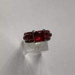 TJ Maxx Luxury multi-RED STONE Ring white  Rhodium Plated Size 7 Photo 0