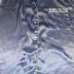 Victoria's Secret  Y2K Pajama Set XS Blue Satin Sleepwear Lounge Green Trim Shorts Photo 4