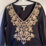 Soma Black Ornate Embroidered Tunic Top Bohemian Mini Dress Size M Boho Size M Photo 1