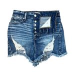 Good American Bombshell Shorts Size 0/25 Denim Medium Wash Distressed High Rise Photo 3