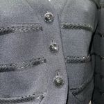 St. John Evening by Marie Gray Black Button Down Cardigan w/Sequins & Embroidery Photo 6